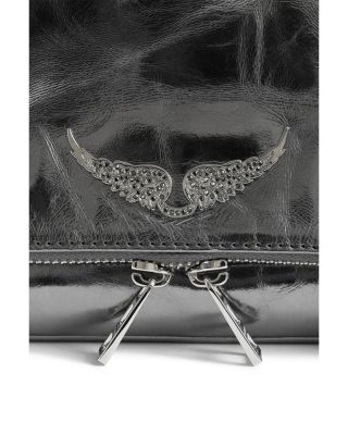 Rock Vintage Effect Metallic Leather Clutch