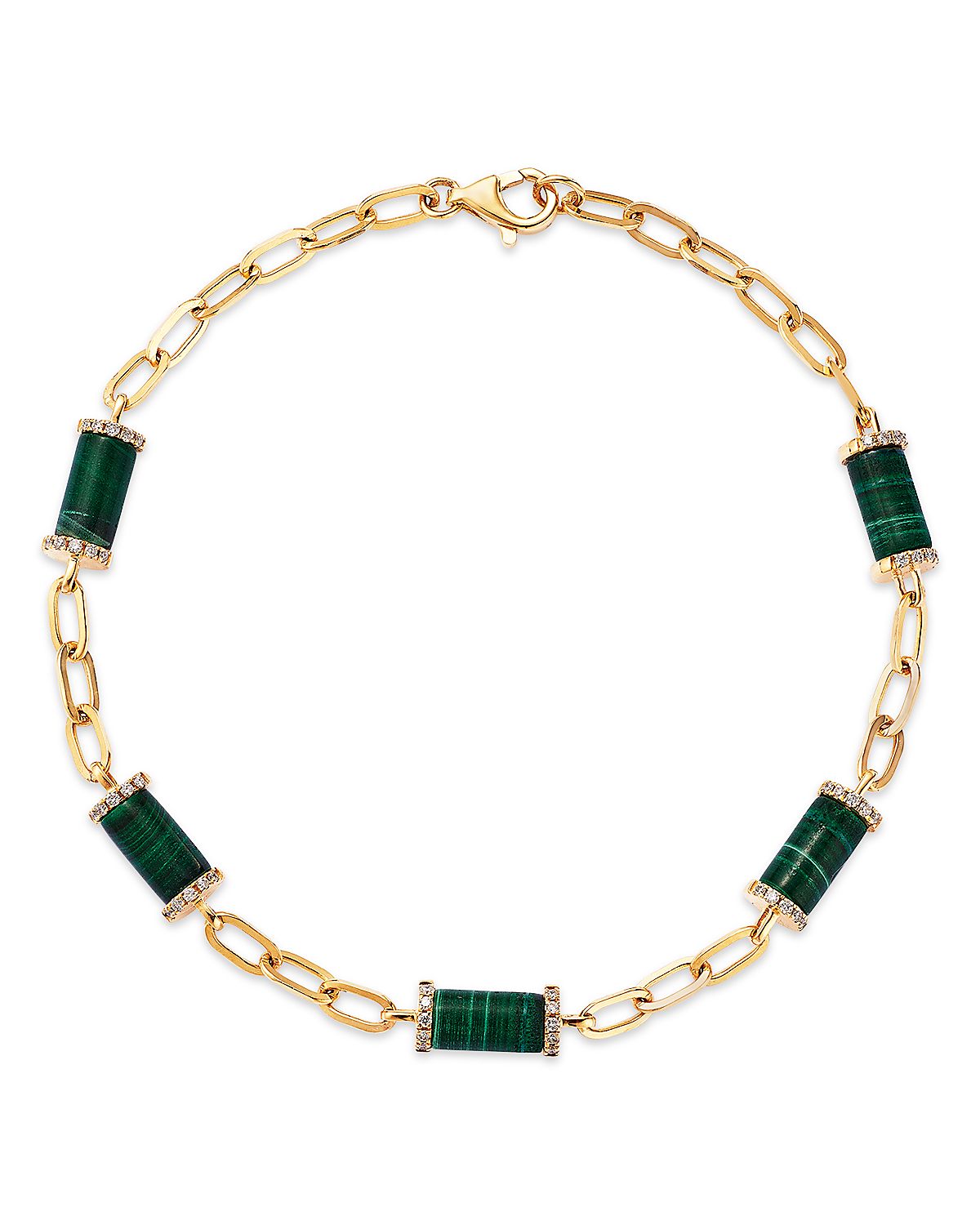 Bloomingdale's Fine Collection Malachite & Diamond Chain Bracelet