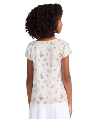 Girls' Pointelle Square Neck Short Sleeved Tee - Little Kid, Big Kid