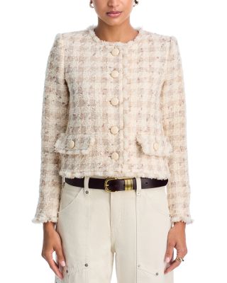 Zell Plaid Collarless Jacket