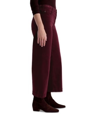 Saige Corduroy Crop Wide Leg Jeans in Winery