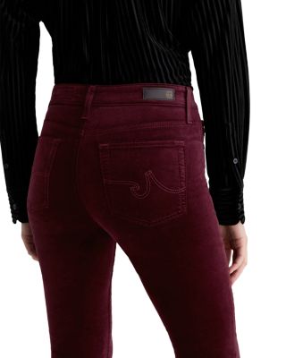 Farrah Mid Rise Velvet Bootcut Jeans in Winery