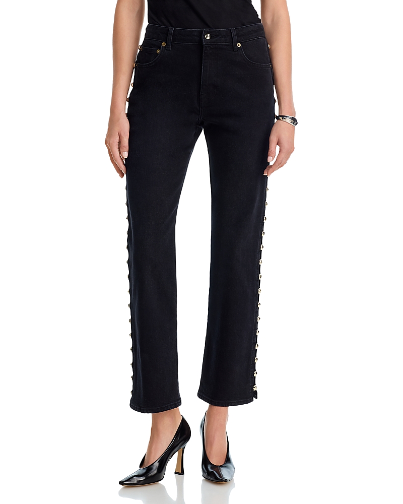 Simkhai Amelia High Rise Studded Split Side Seam Jeans in Topanga