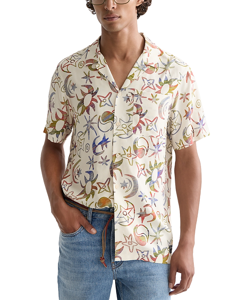 Scotch & Soda Printed Camp Shirt In Multi