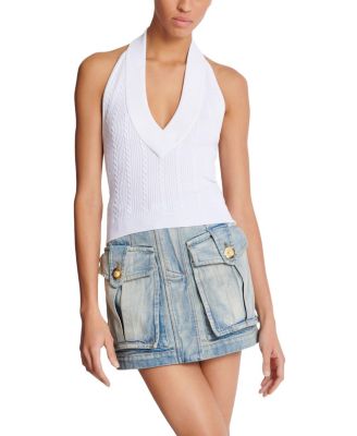  Cable Knit Halterneck Top