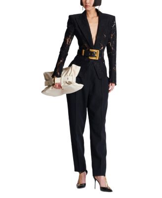  1-Button Fitted Lace Jacket