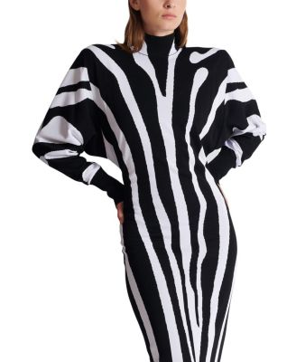  Long Knit Dress with Zebra Intarsia