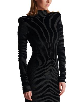  Short Zebra-Print Velvet Dress