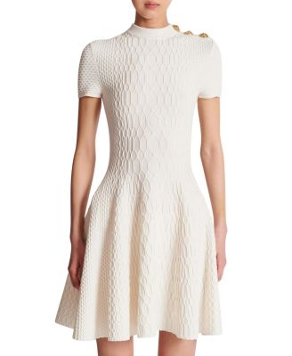 Flared Crocodile-Knit Dress