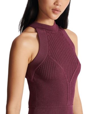  Sleeveless Flared Dress in Openwork Knit