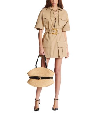 Short Cotton Gabardine Lace-Up Dress