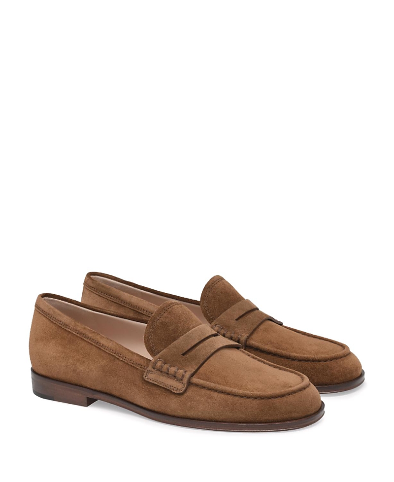 Gianvito Rossi 20mm Georgie Penny-strap Suede Loafers In Brown