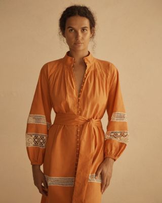 TANGELO Lace Trim Billow Sleeve Resort Dress