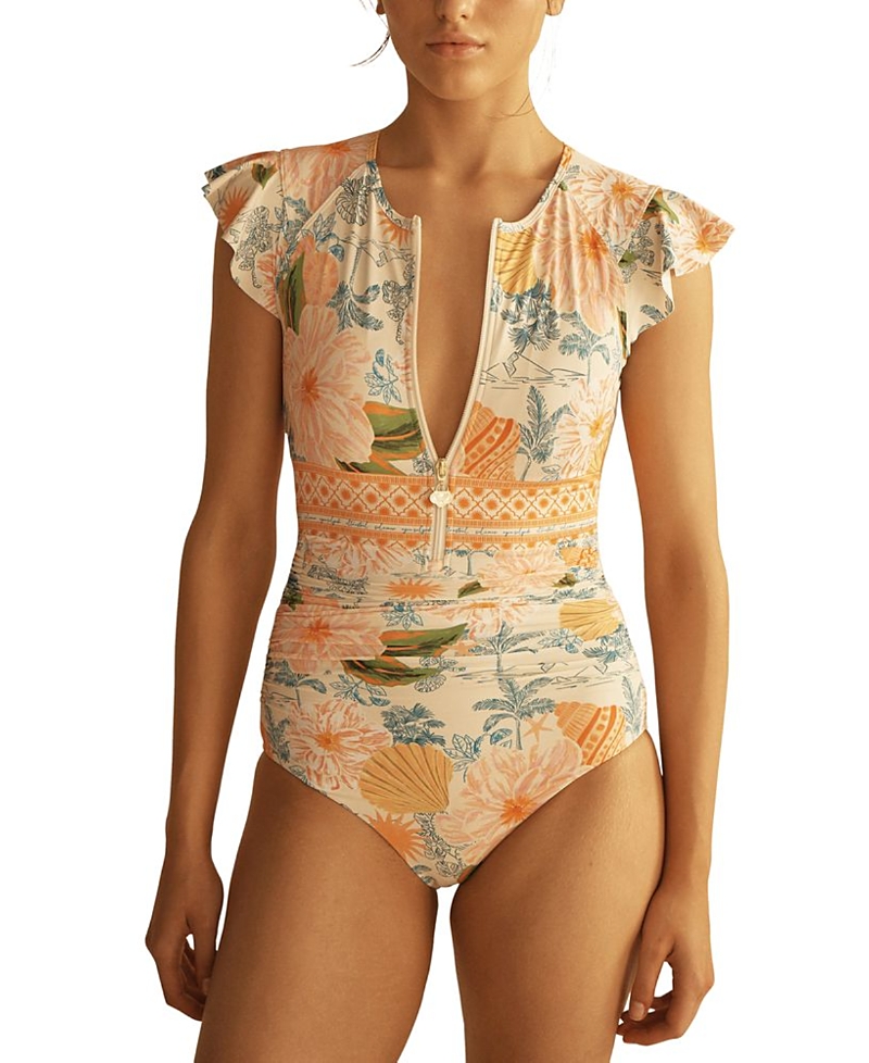 Aur Ocea Alcioruffle Sleeve One Piece In Multi