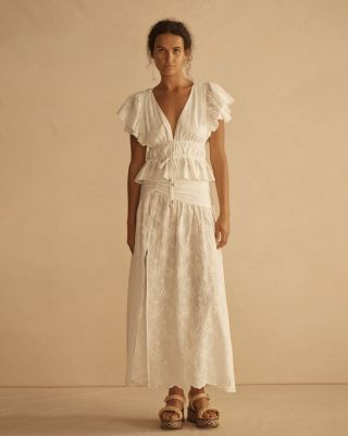 VINYA Ruffle Sleeve Drawstring Top