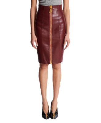 Lambskin Leather Pencil Skirt