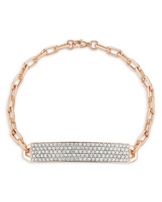18K Rose Gold Carrington Diamond Pav&eacute; ID Bracelet