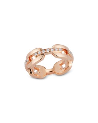 18K Rose Gold Saxon Diamond Bar Flat Link Chain Ring