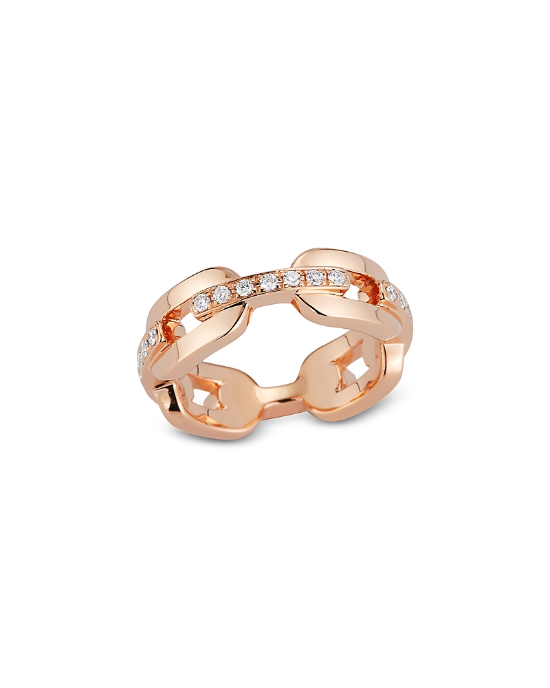 Walters Faith 18k Rose Gold Saxon Diamond Bar Flat Link Chain Ring In Gold