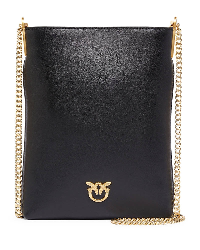 Pinko Flat Vitello Leather Pouch In Black