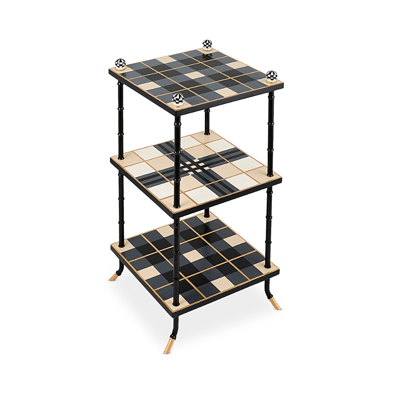 Mackenzie-childs Mad For Plaid 3 Tier Table In Multi