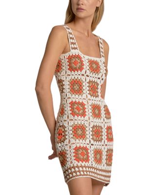 Crochet Square Neck Swim Cover Up Dress