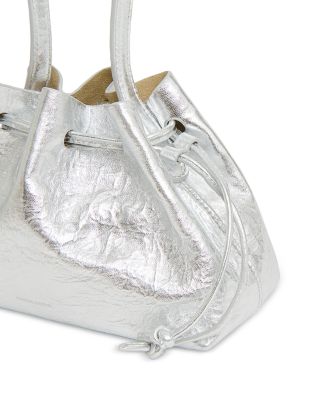 Metallic Suede Drawstring Pouchette
