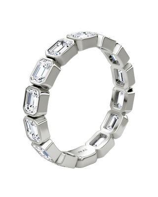  Bezel Eternity Band in Platinum, 3ctw Emerald Lab Grown Diamonds