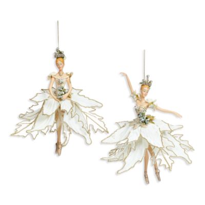 White Ballerina Ornaments, Set of 2