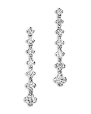 Diamond Linear Earrings in 14K White Gold, 1.0 tcw