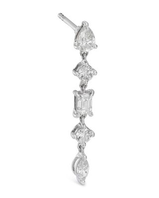Mixed Cut Diamond Drop Earrings in 14K White Gold, 1.03 tcw