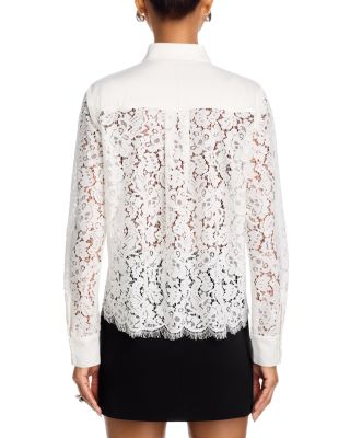 Lace Contrast Button Down Shirt