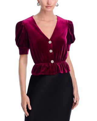 Velvet Crystal Peplum Top - Exclusive