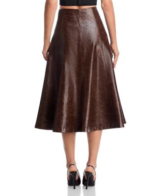 Faux Leather Midi Skirt - Exclusive