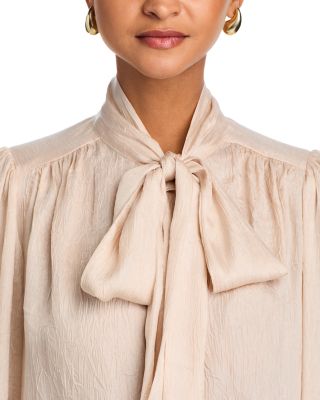 Metallic Bow Long Sleeve Blouse - Exclusive