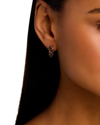 Smokey Quartz & Brown Diamond Earrings in 14K Yellow Gold