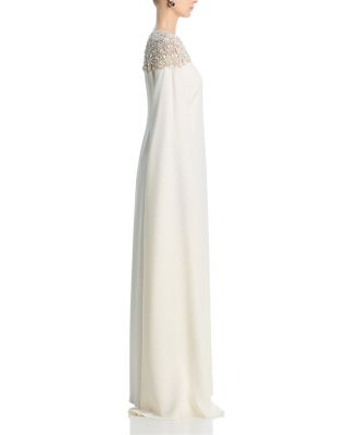 Long Sleeved Embellished Silk Blend Dress