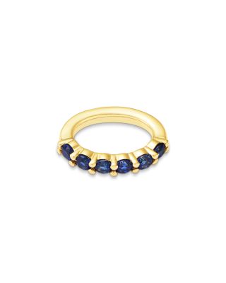 14K Yellow Gold Lab Grown Blue Sapphire Circle Charm