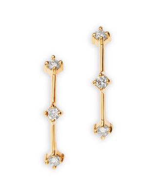 14K Yellow Gold Prong Diamonds Diamond Arc Drop Earrings