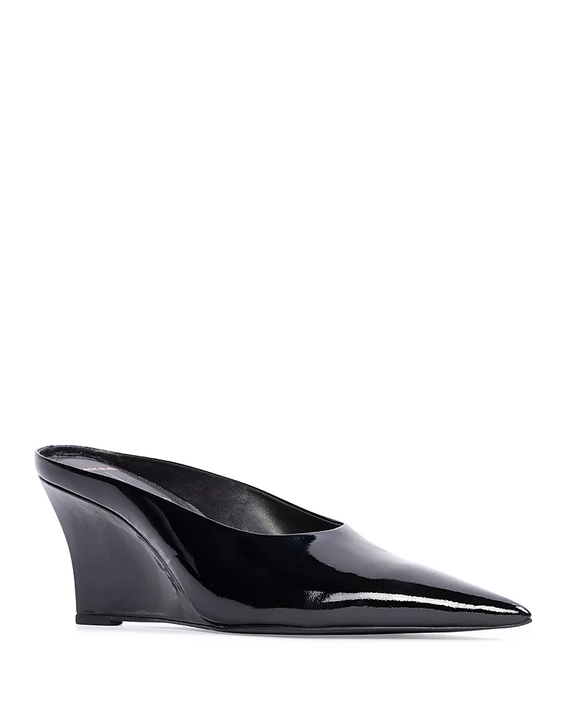 Black Suede Studio Women's Pointed Wedge Pumps