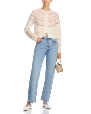 Shantae Merino Wool Crewneck Fair Isle Cardigan Sweater