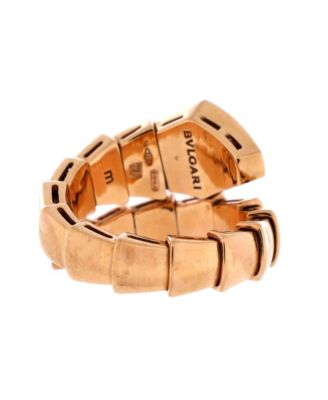  Wide Serpenti Viper One-Coil Ring 18K Rose Gold with Diamonds