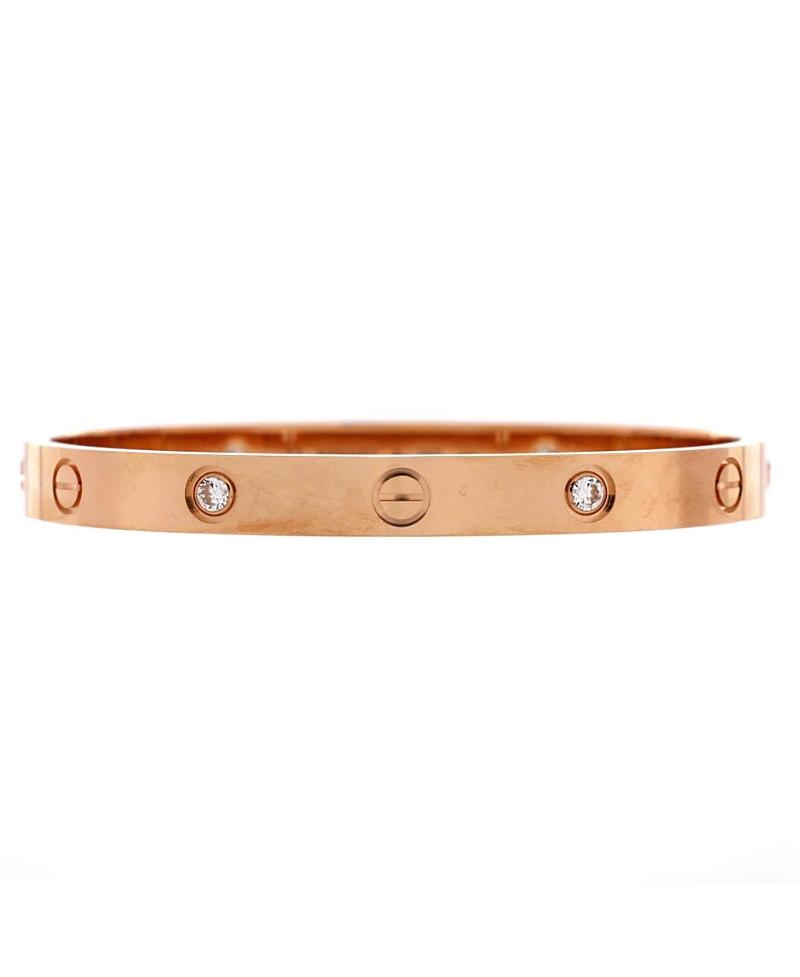 Click to view more detailed imagery on our partner's website Pre-owned Pre-owned Cartier Cartier Love 4 Diamond Bracelet 18k Rose Gold With Diamonds In Pink