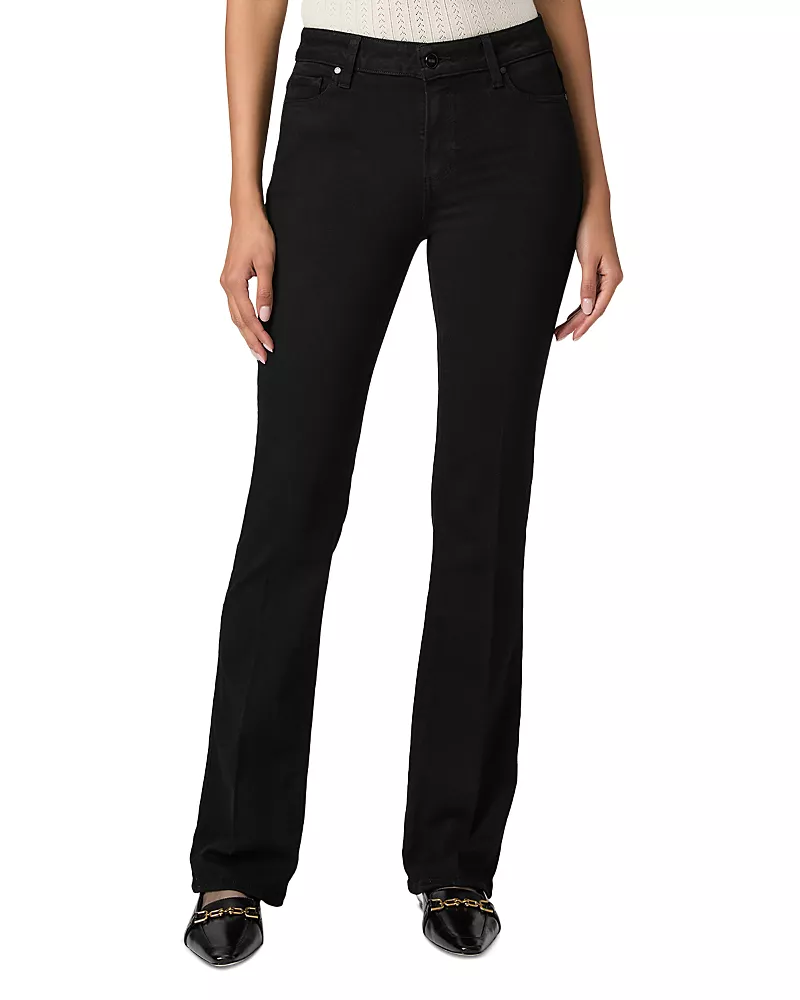 Paige Manhattan High Rise Slim Bootcut Jeans in Black Shadow