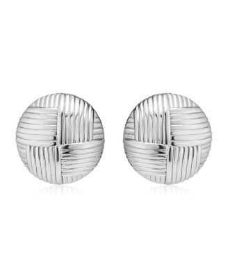  Sterling Silver Woven Button Earrings