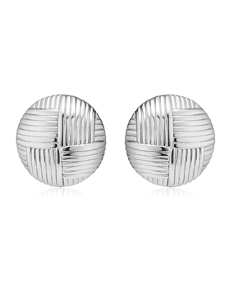 Oradina Sterling Silver Woven Button Earrings