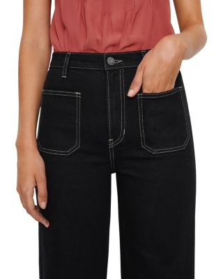 Alyssa Stretch High Rise Wide Leg Jeans in Black