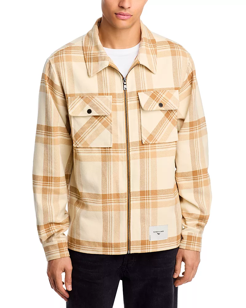 Paper Planes Printed Zip Front Shirt Jacket