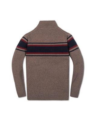 Boys&#39; Organic Long Sleeve Half Zip Sweater with Engineered Stripe - Little Kid, Big Kid