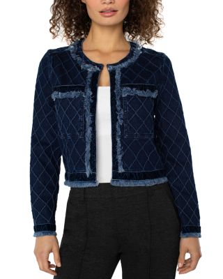 Frayed Edge Velvet Trim Jacket